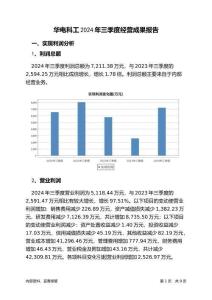 華電科工2024年三季度經(jīng)營成果報告