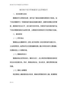 城市地下綜合管廊建設與運營規劃書