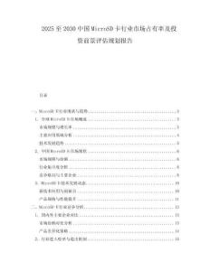 2025至2030中國MicroSD卡行業市場占有率及投資前景評估規劃報告