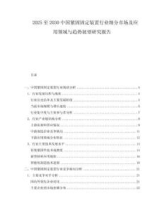 2025至2030中國緊固固定裝置行業細分市場及應用領域與趨勢展望研究報告