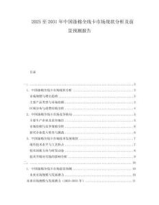 2025至2031年中國滌棉全線卡市場現狀分析及前景預測報告