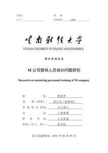 M公司營銷人員培訓(xùn)問題研究