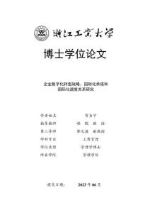 企业数字化转型战略、国际化承诺和国际化速度关系研究