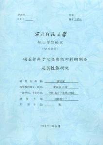 碳基鋰離子電池負極材料的制備及其性能研究