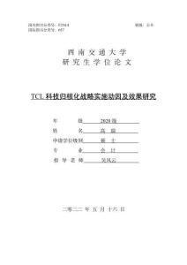 TCL科技归核化战略实施动因及效果研究