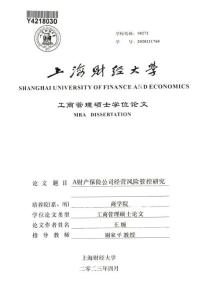 A財產保險公司經營風險管控研究