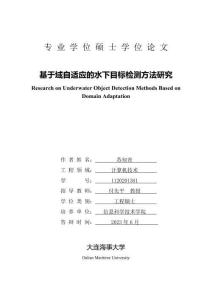基于域自適應的水下目標檢測方法研究