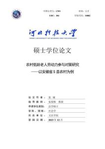 農(nóng)村低齡老人勞動力參與對策研究--以安徽省S縣農(nóng)村為例