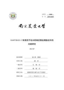 OsMYBAS1-3轉錄因子在水稻響應重金屬脅迫中的功能研究