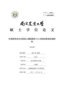 生物质炭老化对稻田土壤固碳和N2O排放的影响机理研究