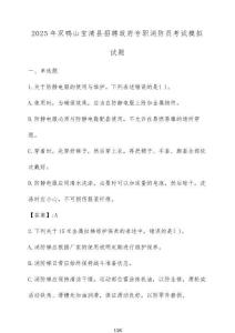 2025年雙鴨山寶清縣招聘政府專職消防員考試模擬試題（含答案）