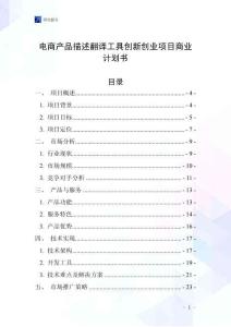 電商產品描述翻譯工具創新創業項目商業計劃書