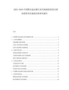 2025-2030中國降壓起動器行業市場現狀供需分析及投資評估規劃分析研究報告