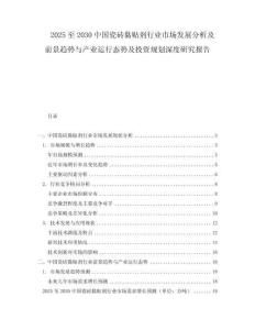 2025至2030中國瓷磚黏貼劑行業(yè)市場發(fā)展分析及前景趨勢與產(chǎn)業(yè)運行態(tài)勢及投資規(guī)劃深度研究報告