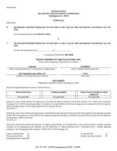 【SEC-2025行業研究報告】Form 10-Q Trans American Aquaculture Inc