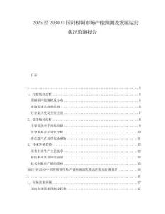 2025至2030中國陰極銅市場產能預測及發展運營狀況監測報告
