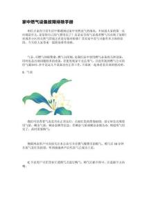 家中燃氣設備故障排除手冊