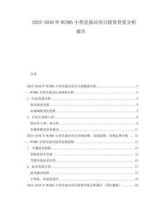 2025-2030年WCDMA小型直放站項(xiàng)目投資價(jià)值分析報(bào)告