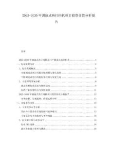 2025-2030年調(diào)速式熱打碼機(jī)項(xiàng)目投資價(jià)值分析報(bào)告