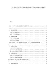 2025-2030年無網(wǎng)防潮燈項目投資價值分析報告