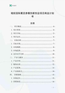 梭織國際展覽參展創新創業項目商業計劃書