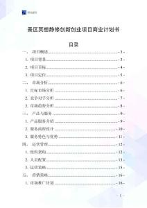 景區冥想靜修創新創業項目商業計劃書