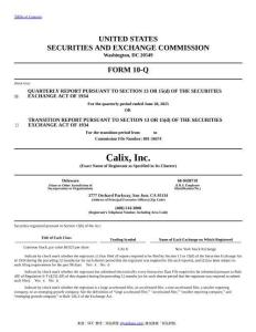 【SEC-2025行業研究報告】Form 10-Q CALIX INC