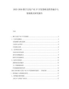 2025-2030數字文化產業IP開發策略及跨界融合與變現模式研究報告