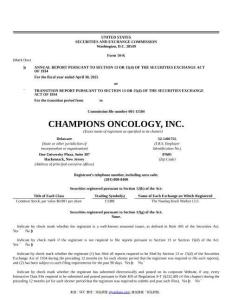 【SEC-2025行業(yè)研究報(bào)告】Form 10-K CHAMPIONS ONCOLOGY INC.