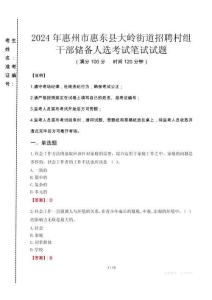 2024年惠州市惠東縣大嶺街道招聘村組干部儲備人選真題
