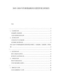 2025-2030年外墻保溫板項目投資價值分析報告