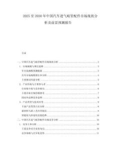 2025至2030年中國汽車進氣岐管配件市場現狀分析及前景預測報告