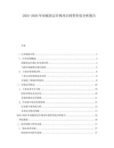 2025-2030年面板固定針閥項目投資價值分析報告