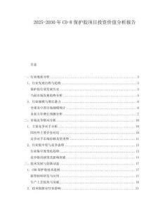 2025-2030年CD-R保護膠項目投資價值分析報告