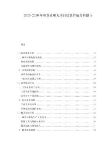 2025-2030年麻黃止嗽丸項目投資價值分析報告