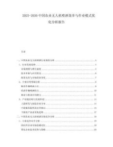2025-2030中國農業無人機噴灑效率與作業模式優化分析報告