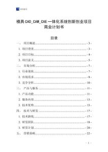 模具CAD_CAM_CAE一體化系統創新創業項目商業計劃書