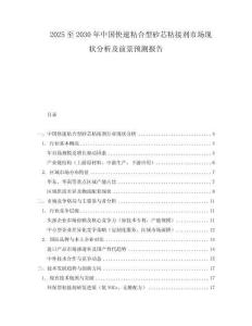 2025至2030年中國快速粘合型砂芯粘接劑市場現狀分析及前景預測報告