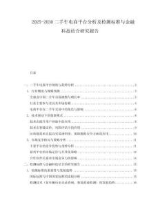 2025-2030二手車電商平臺分析及檢測標準與金融科技結合研究報告