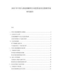 2025年中國六角較薄螺母行業(yè)投資前景及策略咨詢研究報告