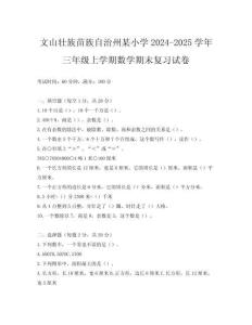 文山壯族苗族自治州某小學(xué)2024-2025學(xué)年三年級上學(xué)期數(shù)學(xué)期末復(fù)習(xí)試卷