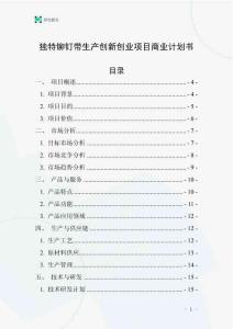 獨特鉚釘帶生產創新創業項目商業計劃書