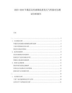 2025-2030車載雷達傳感器抗惡劣天氣性能對比測試分析報告