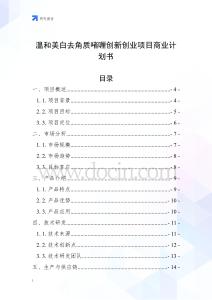 溫和美白去角質啫喱創新創業項目商業計劃書