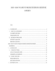 2025-2030年出租汽車稅務征管系統項目投資價值分析報告