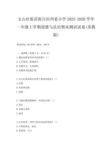 文山壯族苗族自治州某小學2025-2026學年一年級上學期道德與法治期末測試試卷(蘇教版)