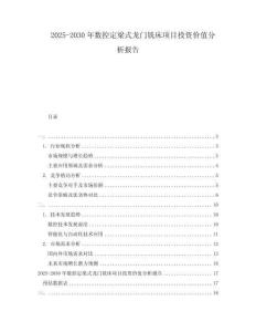 2025-2030年數控定梁式龍門銑床項目投資價值分析報告