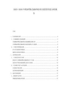 2025-2030年粗碎顎式破碎機項目投資價值分析報告