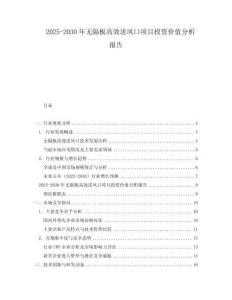 2025-2030年無隔板高效送風(fēng)口項(xiàng)目投資價(jià)值分析報(bào)告