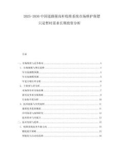 2025-2030中國道路限高桿校準系統市場維護保鏢只是暫時需求長期投資分析